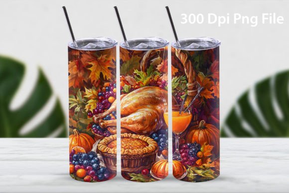 20oz Skinny Thanksgiving Tumbler Design