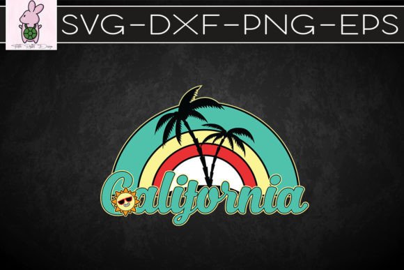 California Beach Retro Sunset SVG